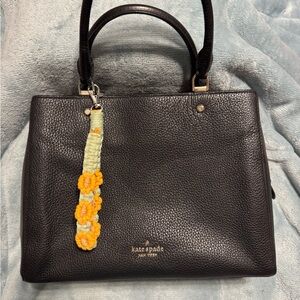 Braided Bag Charm Orange Flower Loop Design